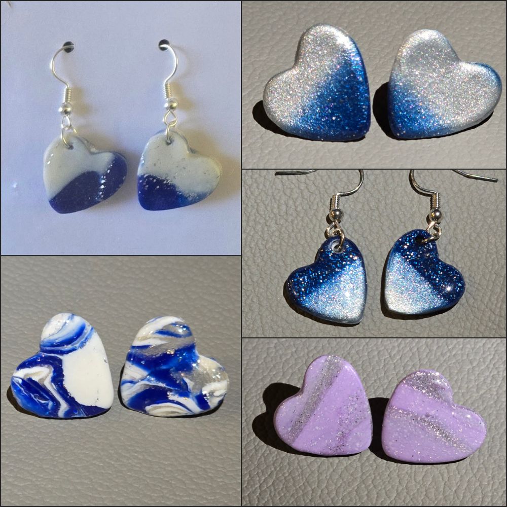 Heart clay earrings